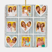 9 FotoCollage Rustic Wood Friends Magnetic Card Keramikornament (Rückseite)