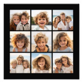 9 Fotos - Minimales Raster auf schwarzem Hintergru Fotodruck (Vorne)