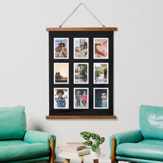 9 Fotosammlerfamilie Personalisiert Wandteppich Mit Holzrahmen (Wohnzimmer)