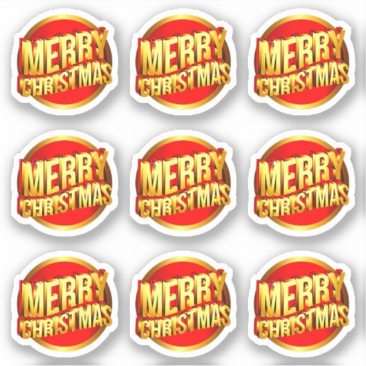 9 Frohe Weihnachten 3D-Effekt Red Gold Text Kiss C Aufkleber (Vorderseite)