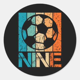 9. Fußball-Geburtstag 9 Jahre alte 9-jähr Jungen M Runder Aufkleber