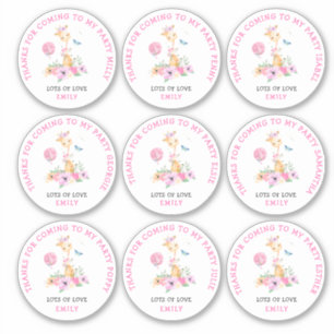 9 Gästebamen Kinder Danke Giraffe Aufkleber