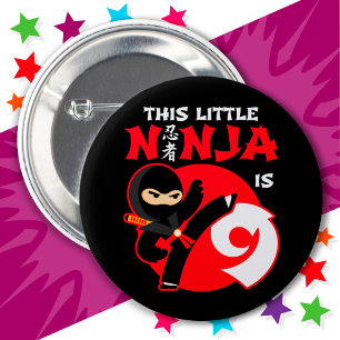 9. Geburtstag 9 Jahre Altes Kind Party Little Ninj Button
