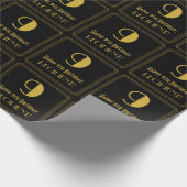 9. Geburtstag ~ Art Deco Inspiriert Look "9", Name Geschenkpapier (Ecke)