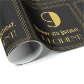 9. Geburtstag ~ Art Deco Inspiriert Look "9", Name Geschenkpapier (Rolleneckpunkt)