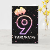 9. Geburtstag Ballons und Confetti Karte (Gelbe Blume)