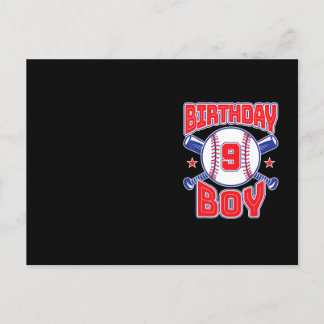 9. Geburtstag Baseball Big Number 9 9 Jahre alt Postkarte