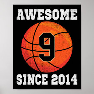 9. Geburtstag Basketball Lover 9 Jahre Vintag Poster