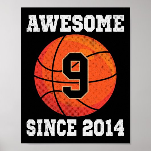 9. Geburtstag Basketball Lover 9 Jahre Vintag Poster (Vorne)