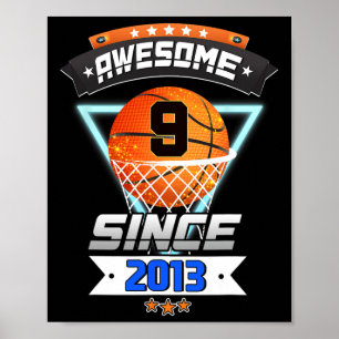 9. Geburtstag Basketball Spieler 9 Jahre alter Jun Poster