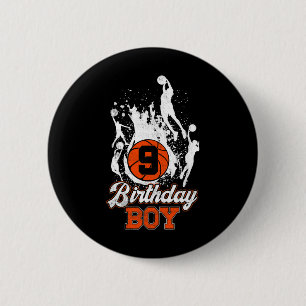 9. Geburtstag Basketball Thema Geburtstag Junge 9Y Button