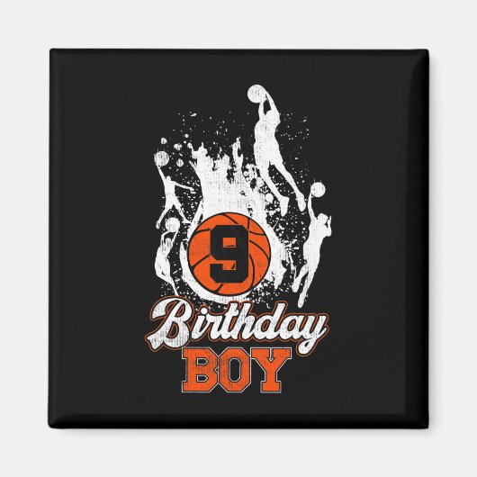9. Geburtstag Basketball Thema Geburtstag Junge 9Y Magnet (Vorne)