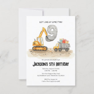 9. Geburtstag Baujunge Geburtstag Einladung