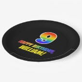 9. Geburtstag: Bold, Fun, Simple, Rainbow 9 Pappteller (Schrägansicht)