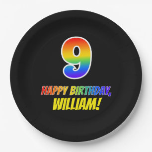 9. Geburtstag: Bold, Fun, Simple, Rainbow 9 Pappteller