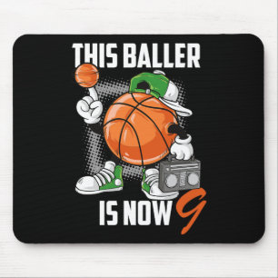 9. Geburtstag Bysketbyll Player Spaß 9 Jahre alt K Mousepad