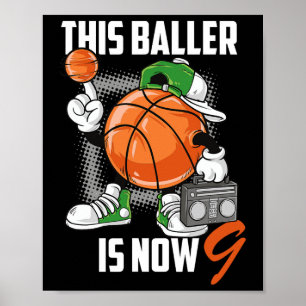 9. Geburtstag Bysketbyll Player Spaß 9 Jahre alt K Poster