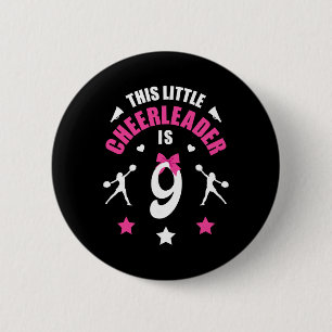 9. Geburtstag Cheerleader Mädchen T-Shirt 9 Jahre Button