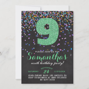 9. Geburtstag Confetti Einladung