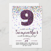 9. Geburtstag Confetti Einladung (Vorne/Hinten)