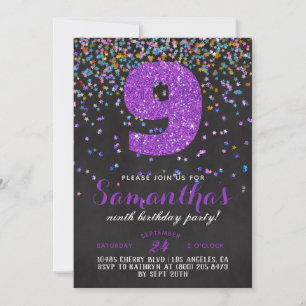 9. Geburtstag Confetti Einladung