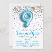 9. Geburtstag Confetti Einladung (Vorderseite)