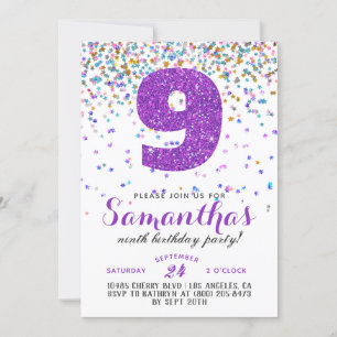 9. Geburtstag Confetti Einladung