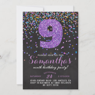 9. Geburtstag Confetti Einladung