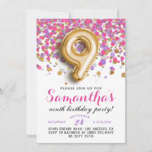 9. Geburtstag Confetti Einladung
