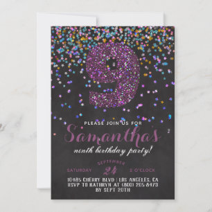 9. Geburtstag Confetti Einladung