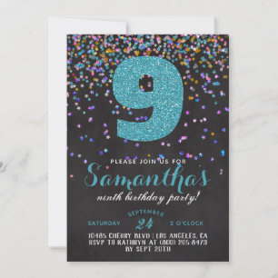 9. Geburtstag Confetti Einladung