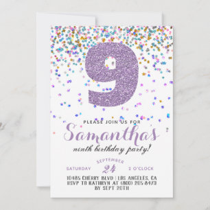 9. Geburtstag Confetti Einladung