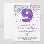 9. Geburtstag Confetti Einladung (Vorne/Hinten)