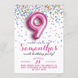 9. Geburtstag Confetti Einladung