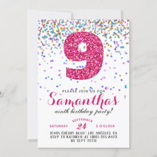 9. Geburtstag Confetti Einladung