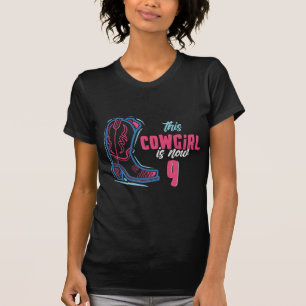 9. Geburtstag Cowgirl Neunjährige Kuh Mädchen T-Sh T-Shirt