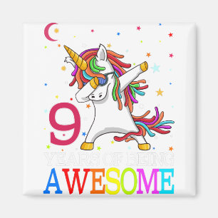 9. Geburtstag Dabbing Einhorn Party Geschenk 9 Jah Magnet