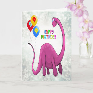 9. Geburtstag Dinosaurier und Ballons Karte