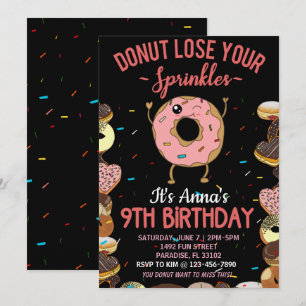 9. Geburtstag Donut Verliere Deine Streusel Mädche Einladung
