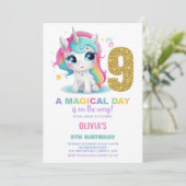 9. Geburtstag Einhorn Geburtstag Einladungen (Stehend Vorderseite)