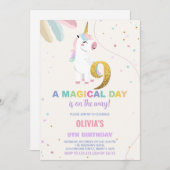 9. Geburtstag Einhorn Geburtstag Einladungen (Vorne/Hinten)