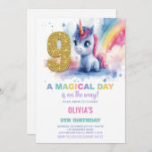 9. Geburtstag Einhorn Geburtstag Einladungen (Vorne/Hinten)