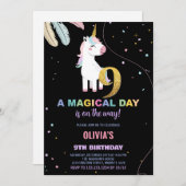 9. Geburtstag Einhorn Geburtstag Einladungen (Vorne/Hinten)