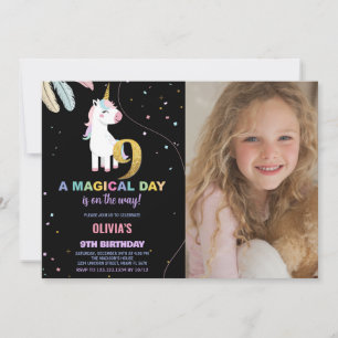 9. Geburtstag Einhorn Geburtstag Einladungen mit F