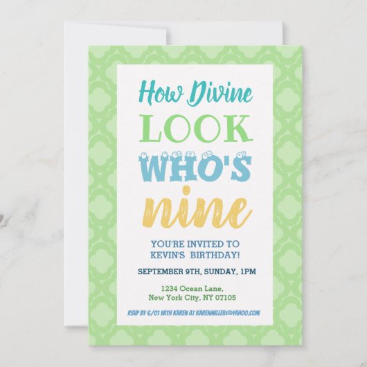 9. Geburtstag Einladung Redewendungen (Vorderseite)