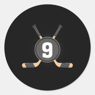 9. Geburtstag Eishockey 9 Jahre alt Thema Birthda Runder Aufkleber