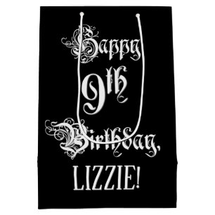 9. Geburtstag: Extravagant, elegant, Script + Indi Mittlere Geschenktüte