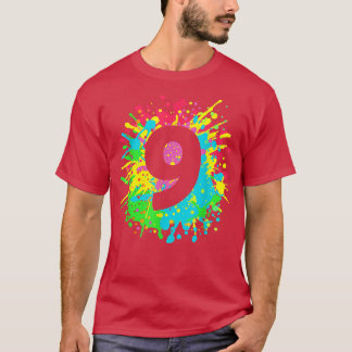 9. Geburtstag Farbspritzer für Kinder, Mädchen, Ju T-Shirt