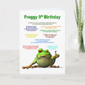 9. Geburtstag, Frosch Jokes Karte (Vorderseite)
