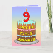 9. Geburtstag — Fun Cake & Candle mit Individuelle Karte (Vorderseite)